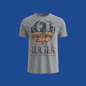 Vintage Ruger Firearms USA T-Shirt 2A Patriotic Graphic Gray Small
